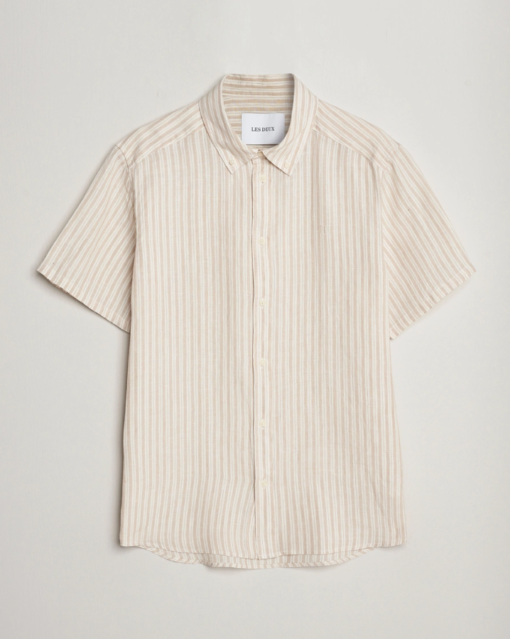 Les Deux Kris Linen SS Shirt Light Desert Sand/ Light Ivory