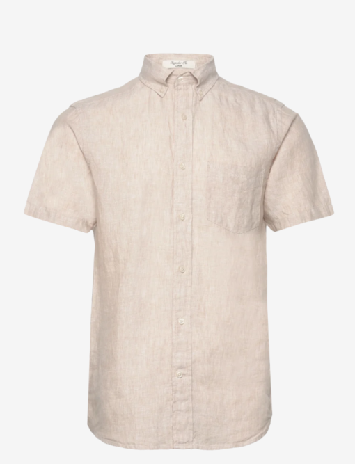 Gant Reg Linen Ss Shirt Dry Sand