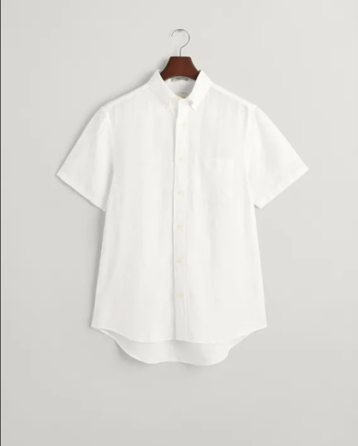 Gant Reg Linen Ss Shirt White