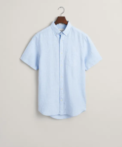 Gant Reg Linen Ss Shirt Capri Blue