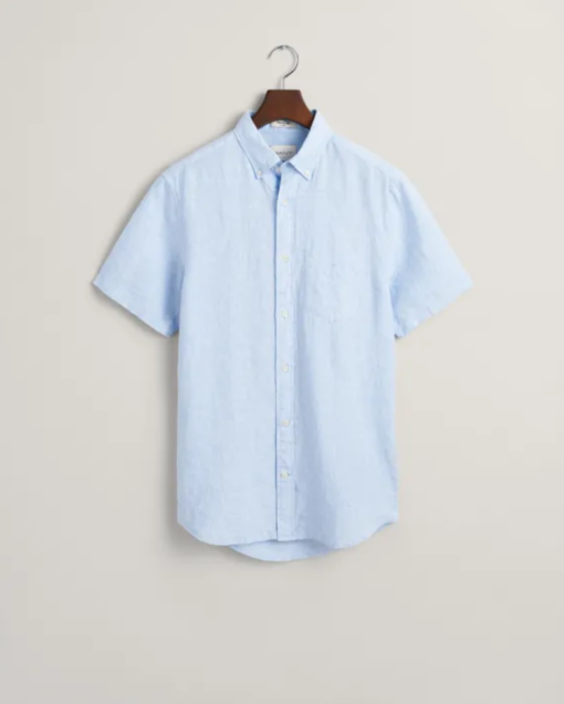 Gant Reg Linen Ss Shirt Capri Blue