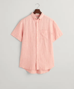 Gant Reg Linen Ss Shirt Peach PInk