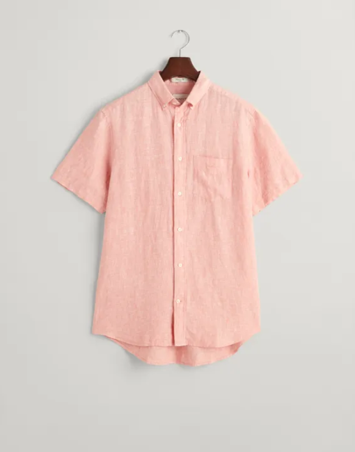 Gant Reg Linen Ss Shirt Peach PInk