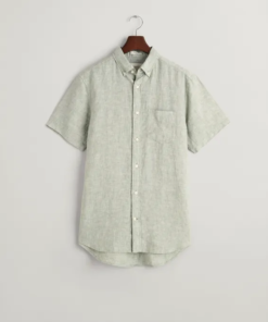 Gant Reg Linen Ss Shirt Kalamata Green