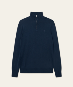 Les Deux Greyson Half-Zip Merino Knit Dark Navy