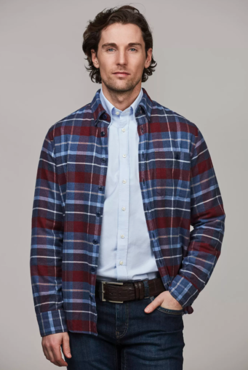 Hansen & Jacob Lumberjack Check Flanel Comfort Shirt Blue 46