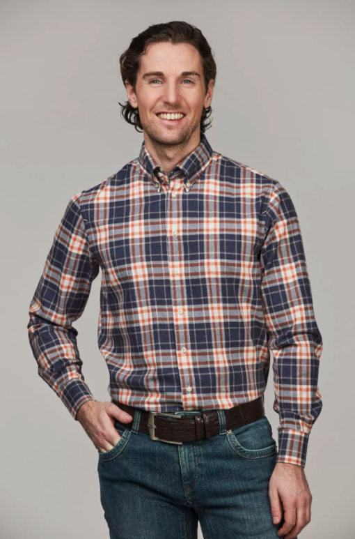 Hansen & Jacob Wooland Check Flanel Shirt Blue 46