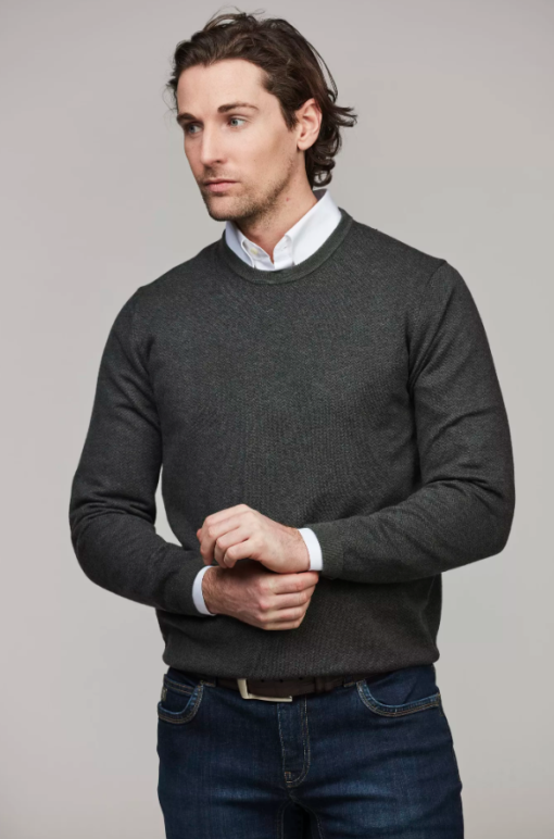 Hansen & Jacob 2Tone Herringbone Knit Crew Neck