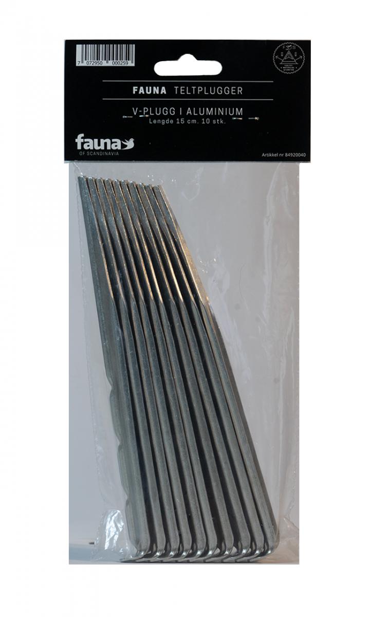 Fauna  Teltplugger alum. V-plugg 15cm ( 10stk)