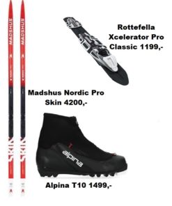 Madshus Nordic Pro Skin - Felleskipakke m/Rottefella Xcelerator Pro Classic og Alpina t10 Sko