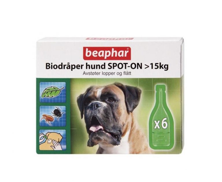 BIODRÅPER Beaphar, Hund over 15kg. &quot;Spoton&quot; Pets ZooTropia AS