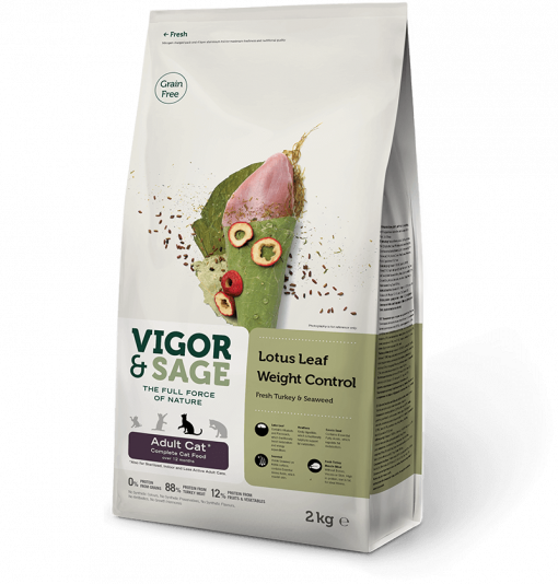 Vigor&Sage Lotus Leaf, Weight Control, Adult Cat, 2kg.