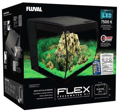 FLEX Fluval, 57L. Svart, 41x39x39cm.