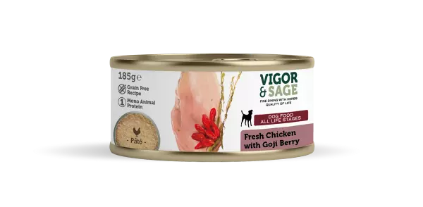VS Goji Berry & Fresh Chicken, Våtfór, Hund, 185g. (NB! Datovare)