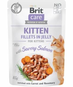 Brit Care Cat Kitten. Fillets In Jelly W/ Savory Salmon 85G