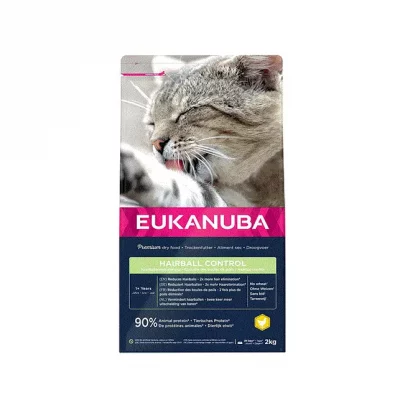 Euk Cat Adult Hairball Control, 2kg.