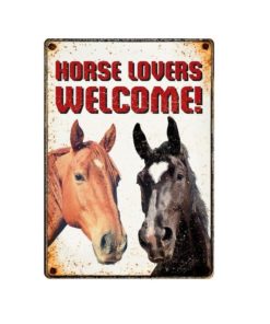 SKILT 'Horse lovers welcome!', Metall, 21x14,8cm.
