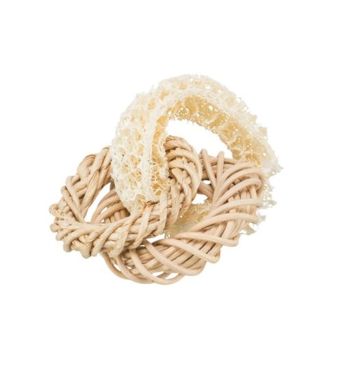 Loofah Ring With Rattan And Corn Leaf Ring, Ø 13 Cm