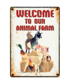 Metallskilt Welcome To Our Animal Farm 21X14,8Cm