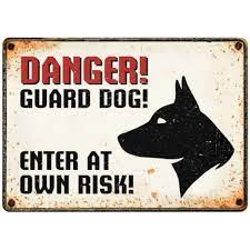 Metallskilt Danger! Guard Dog! 21X14,8Cm