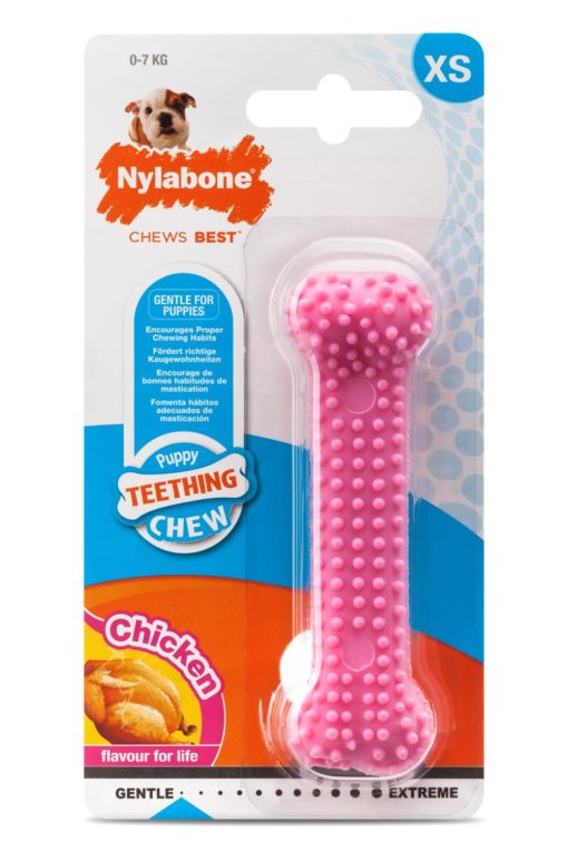 Nylabone Puppy Teething Dental chew rosa,XS