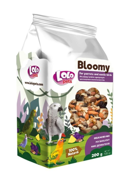 Bloomy Mix Of Dried Fruits+Nuts F/Parrots+Exotic Birds 200G