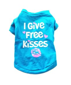 T-SKJORTE "I give free kisses", Blå, L (34cm.)