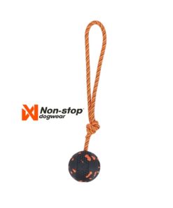Non-Stop Dog Ball On Rope  Orange/Black 60X60 Mm