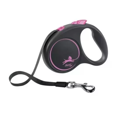 Flexi, Black Design, M, Rosa, 5m. Maks 25kg. Rullekobbel