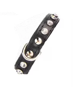 HALSBÅND 'Neo', Trine, m/steiner, Sort, 14mm./35cm.