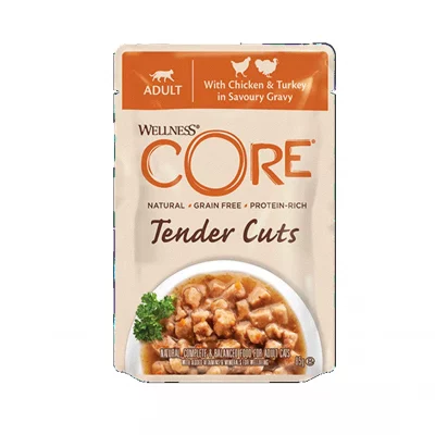 CORE Tender Cuts, Chicken & Turkey, Våtfôr til Katt | 85g Porsjonspose