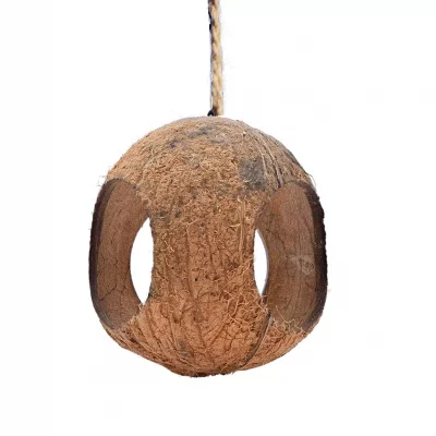 KOKOSNØTT m/tre åpninger og oppheng, Fuglehus