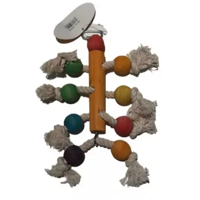 FUGLELEKE Pinne med tau og kuler, 30cm.