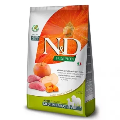 N&D Dog, Pumpkin, Wild Boar & Apple, Adult, Medium & Maxi, 12kg.
