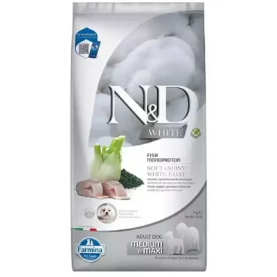 N&D Dog White Sea Bass Spirulina & Fennel Adult Med/Max 7Kg