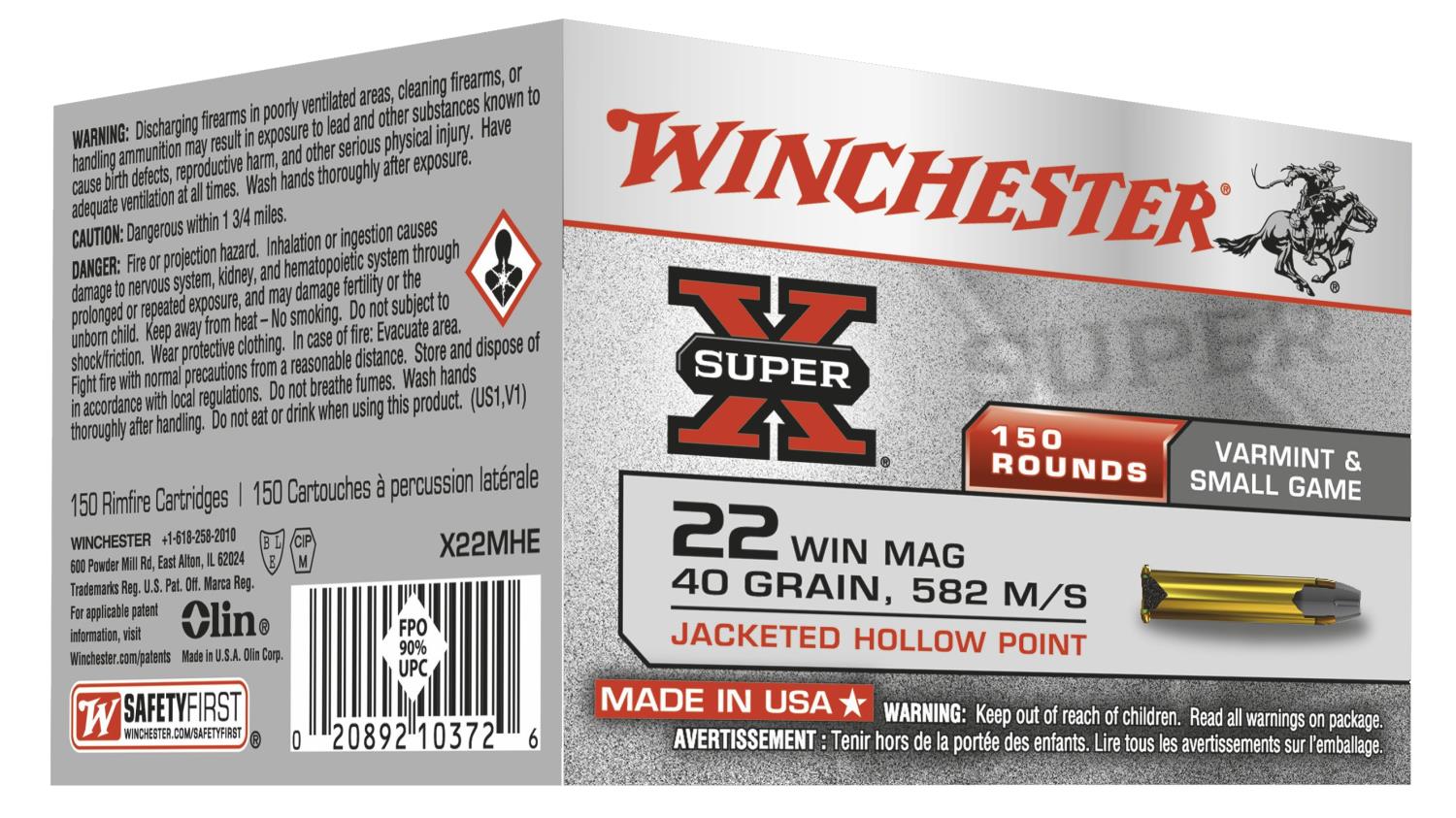 Winchester 22 Win Mag JHP 2,6g 40gr