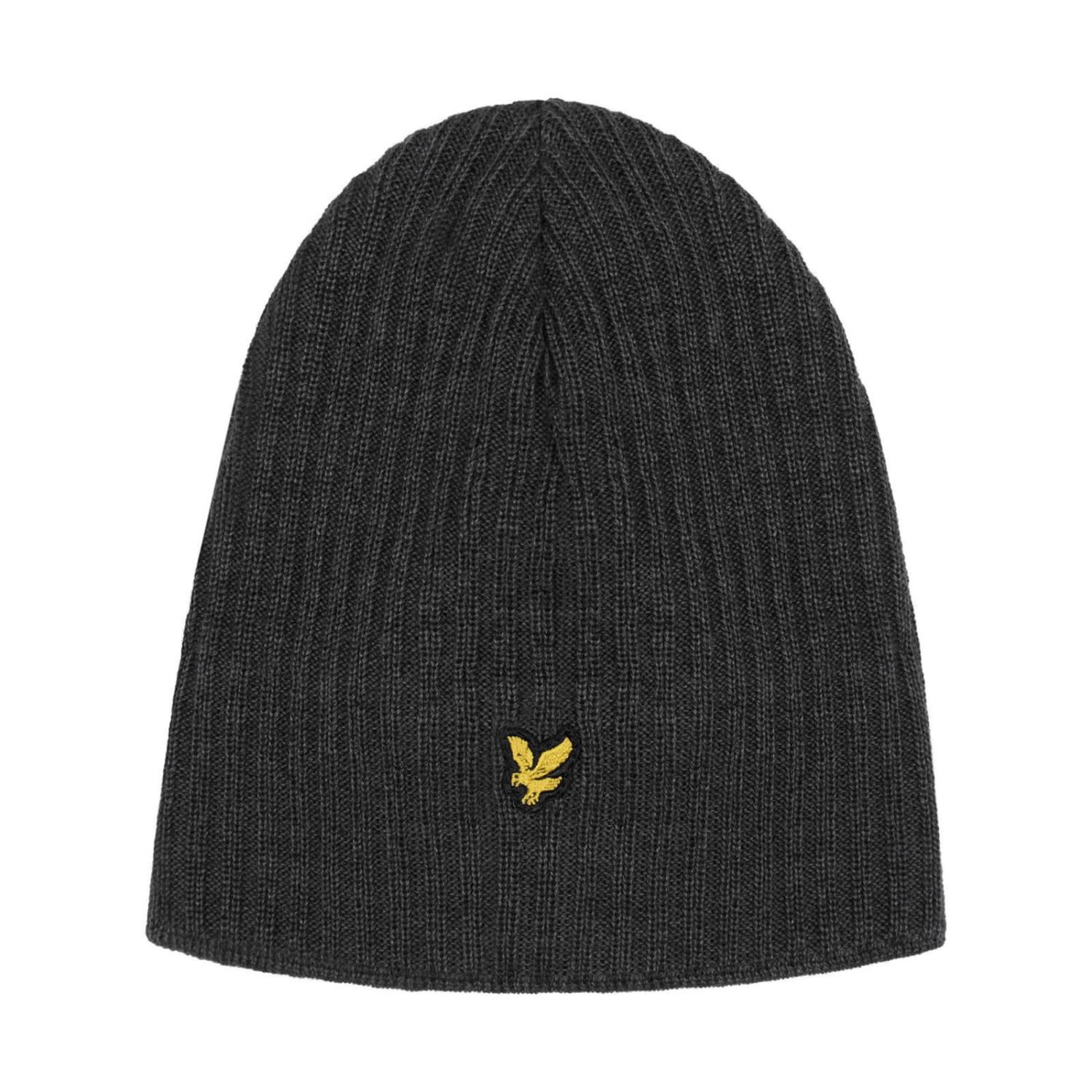 KNITTED RIBBED BEANIE GREY - LYLE & SCOTT