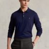 Soft Cotton Long Sleeve Polo Shirt Navy