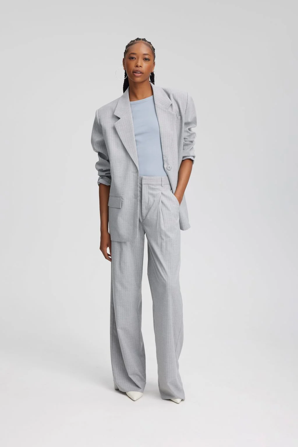 PaulaGZ Pinstripe MW Wide Pant