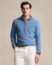 Mesh-Knit Cotton Quarter-Zip Jumper