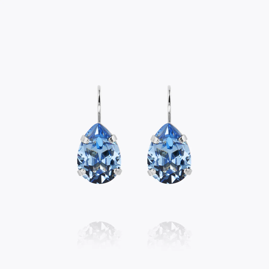 Mini Drops Clasp Earrings Rhodium