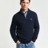 Textured cotton half zip