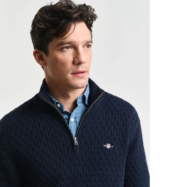 Textured cotton half zip(3045)