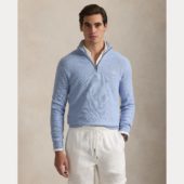 Mesh Knit Cotton Quarter Zip Sweater