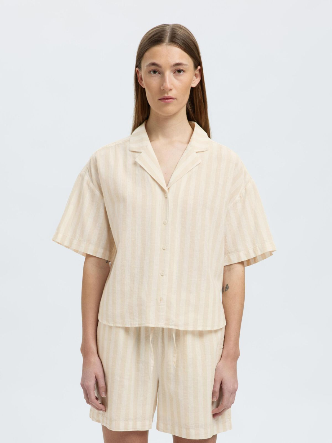 SLFLuisa 2/4 Strped revers shirt