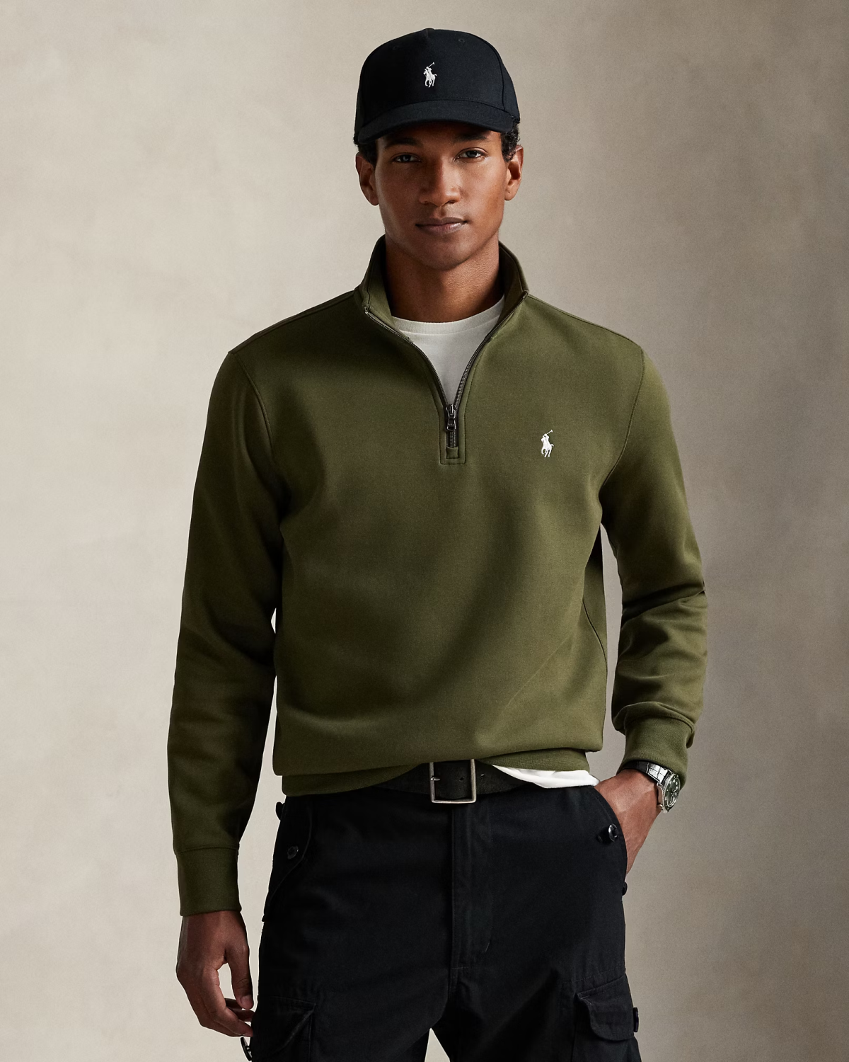 Double-Knit Quarter-Zip Pullover