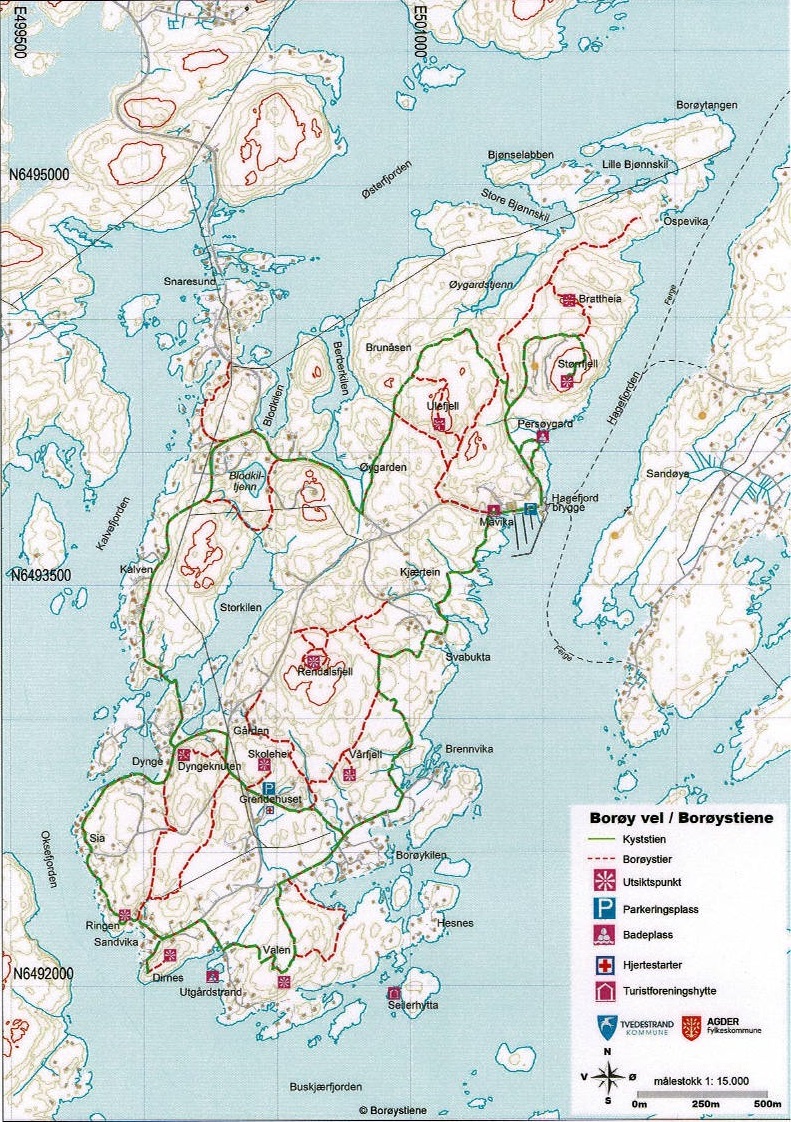 Kart Borøystiene A4 laminert