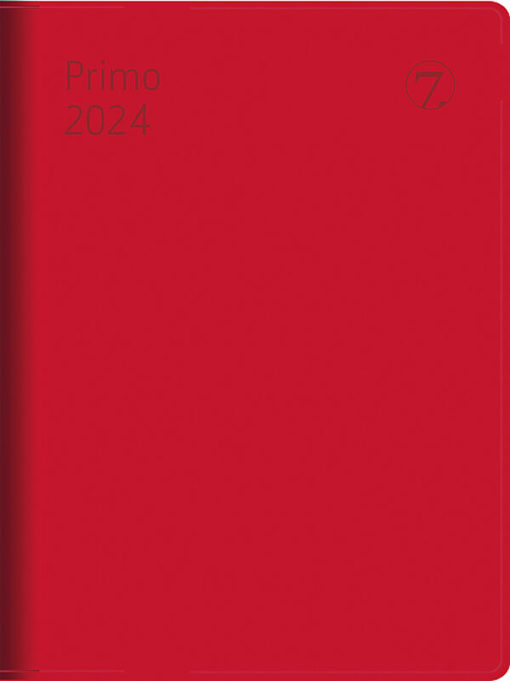 Kalender 2024 7.Sans Primo imitert skinn rød