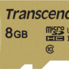 8GB Gold 500S microSD m/adapter minnekort, Transcend