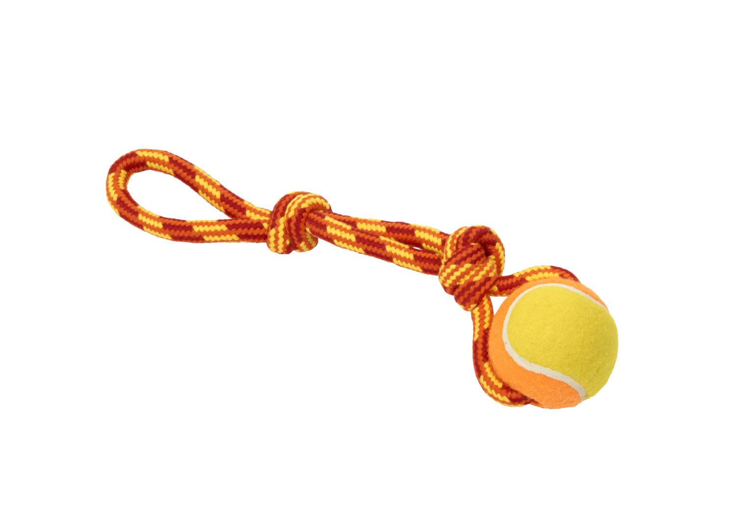 Colour Tuggaball Handle w/Tennisball, red/orange/yellow, medium, 30 cm, Buster
